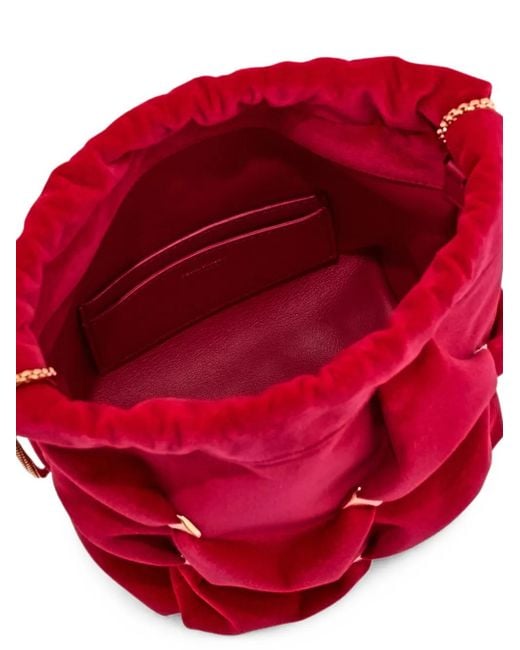 Ferragamo Red Mini Varini Drawstring Bucket Bag