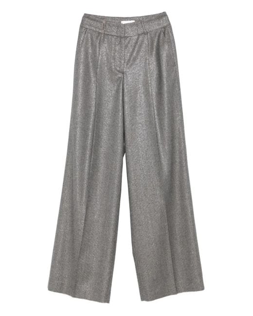 Peserico Gray Metallic-Effect Pants