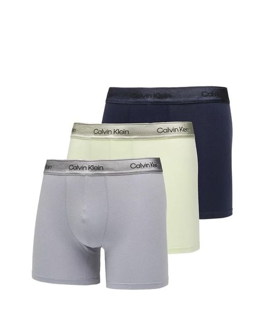 Calvin Klein Blue Logo-Waistband Boxers (Set Of Three) for men