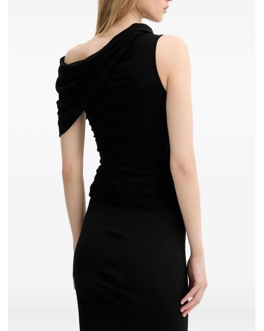 Rick Owens Black Draped One-Shoulder Top