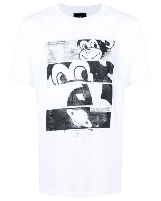 PS by Paul Smith Cotton Monkey Comic Strip-print T-shirt in White for ...
