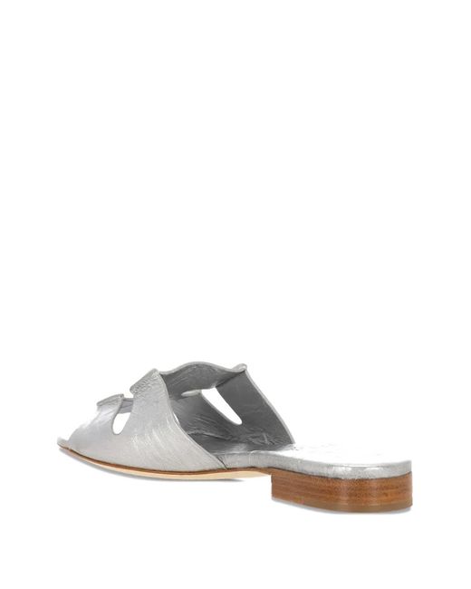 Rodo White Flat Sandals