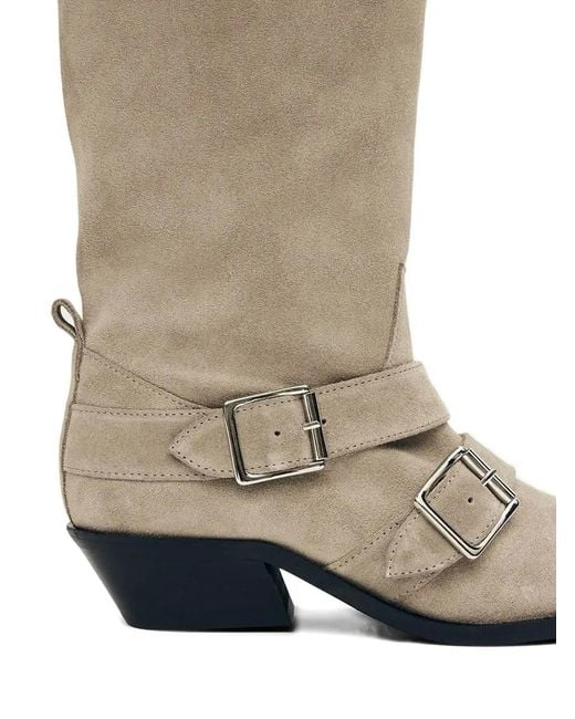 Alohas Natural 45Mm Ryder Buckle-Detail Suede Boots