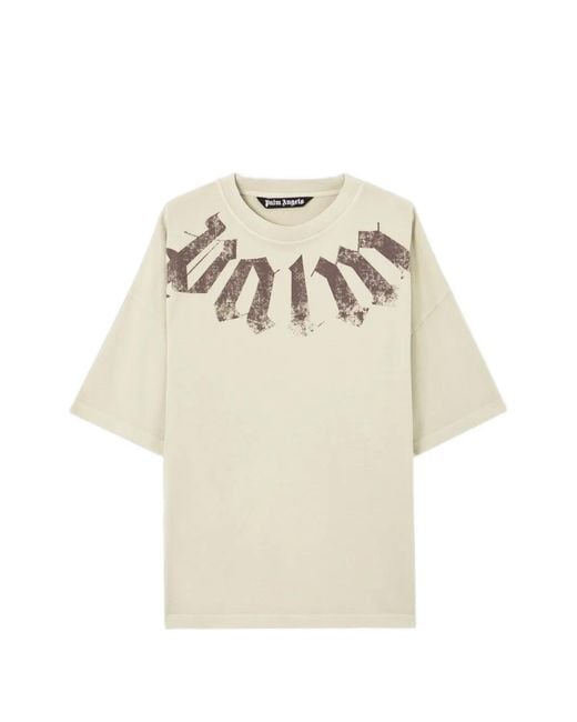 Palm Angels White Big Neck Logo T-Shirt for men