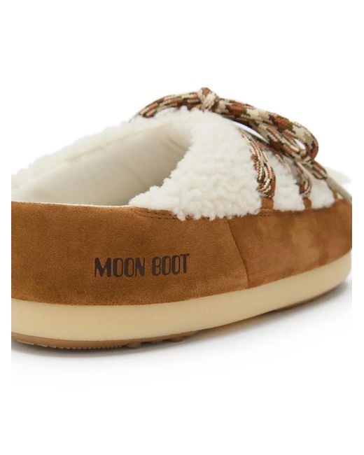 Moon Boot White Evx Shearling Lace-Up Mules