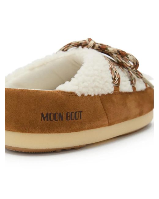 Moon Boot White Evx Shearling Lace-Up Mules