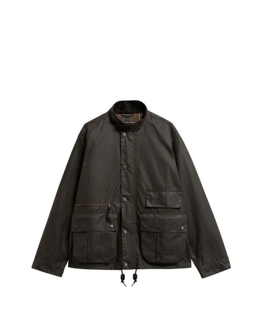 Barbour Black Modified Ursula Waxed Jacket for men