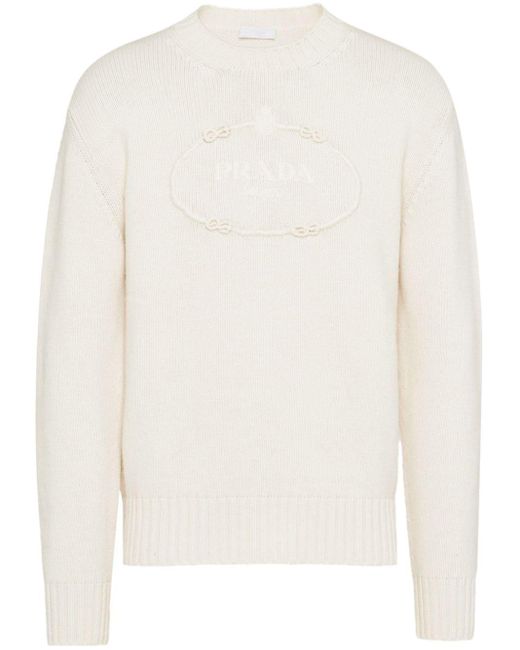 Prada Pullover mit Logo-Stickerei in White für Herren