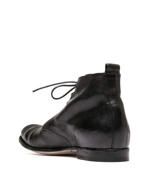 Officine Creative Black Lace-Up Leather Boots for men