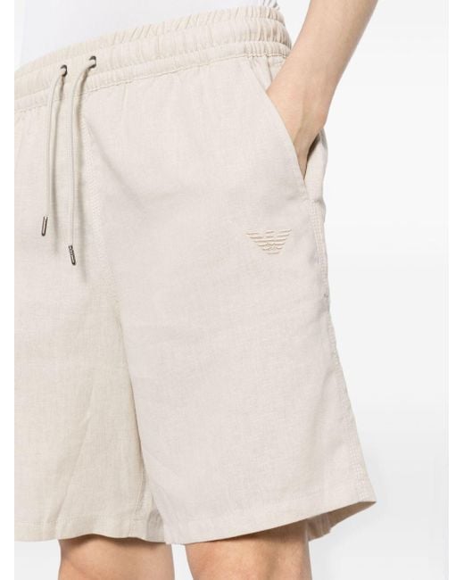 Emporio Armani Natural Linen-blend Deck Shorts for men