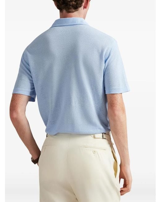Polo Ralph Lauren Blue Piqué Chest-Pocket Linen Polo Shirt for men