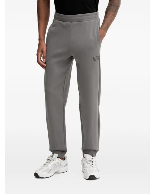 EA7 Gray Zip-Up Drawstring Hoodie for men