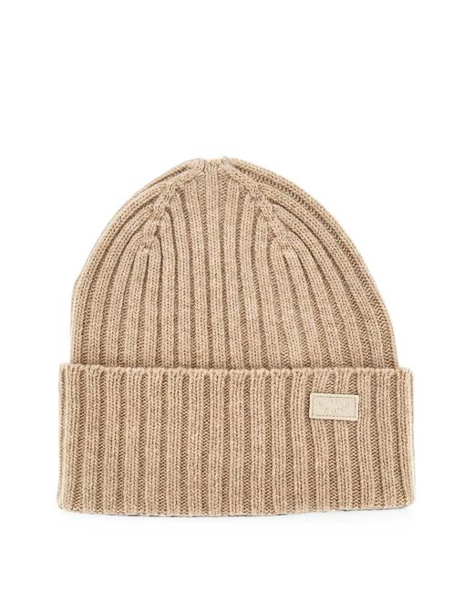 Weekend by Maxmara Natural Ribbed-Knit Beanie Hat