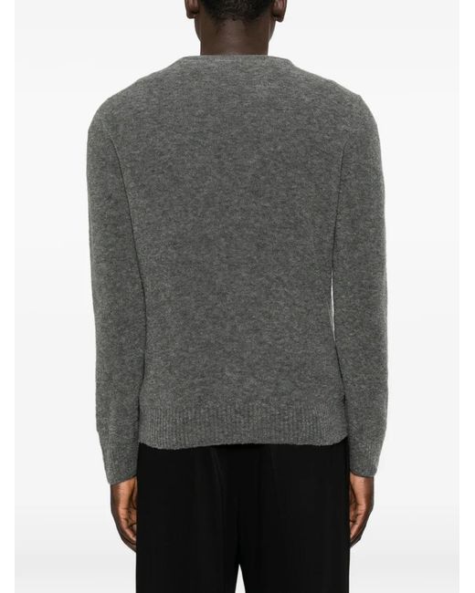 Fileria Gray Fine-Knit Crew-Neck Sweater for men