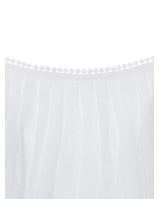 ELEH White Spaghetti Straps Embroidered Top