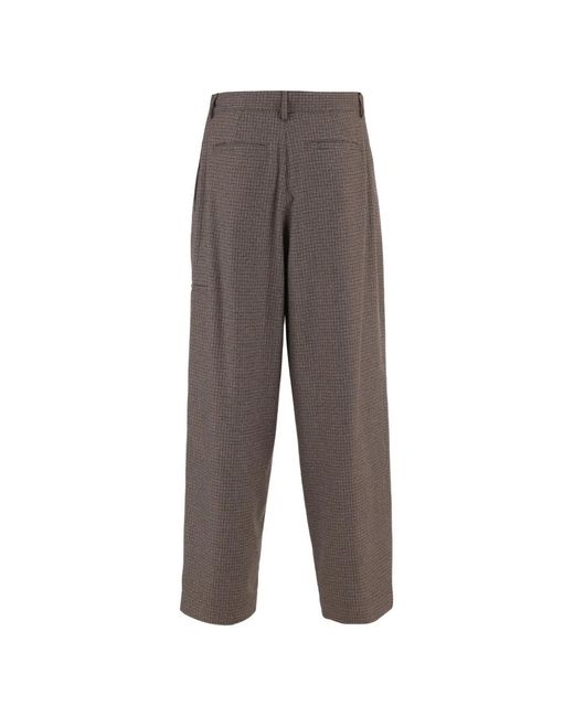 DARKPARK Gray Houndstooth-Pattern Pleated Trousers for men