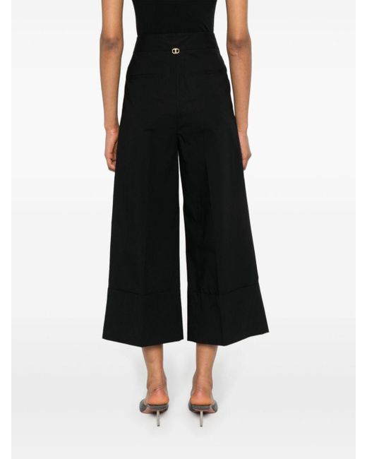 Pantalon court à coupe droite Twin Set en coloris Black