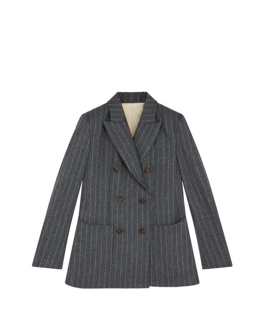 Fortela Gray Pinstripe Double-Breasted Jacket