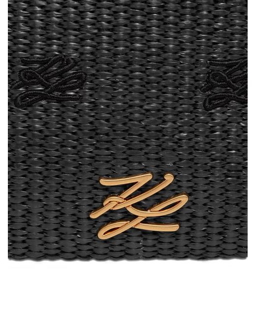Karl Lagerfeld Black Woven Logo-Plaque Cross Body Bag