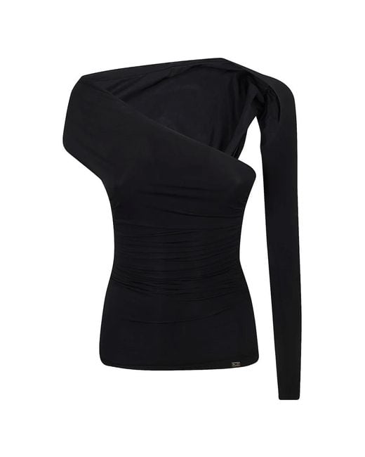 Elisabetta Franchi Black Haut Drapé À Une Épaule