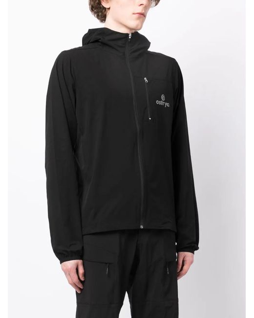 Ostrya Black Logo-Print Hooded Jacket for men