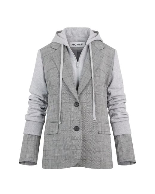 Monse Gray Deconstructed Combo Hoodie Jacket