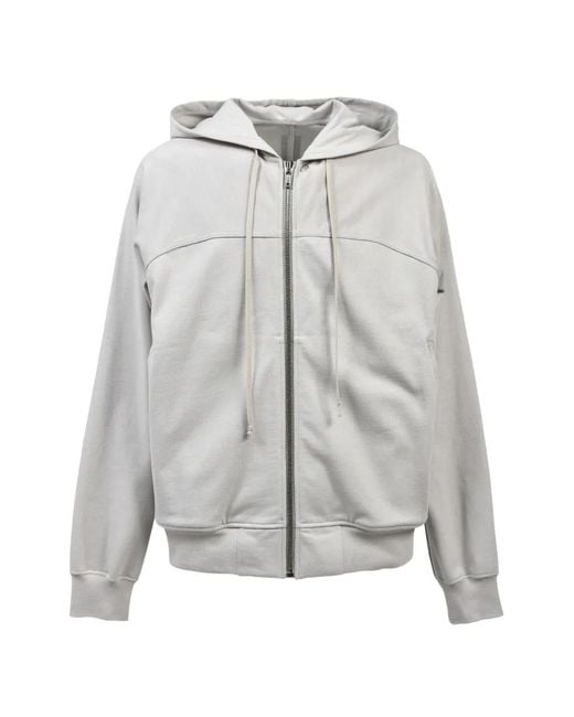 Rick Owens Gray Zip-Up Drawstring Hoodie for men