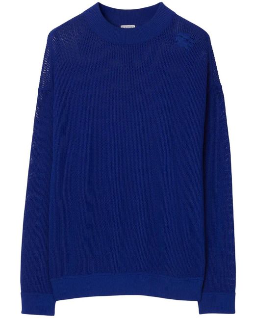Burberry Blue Equestrian Knight-Appliqué Mesh Jumper for men