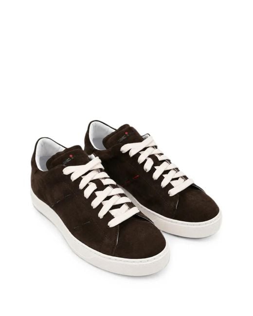 Kiton Black Suede-Finish Sneakers for men