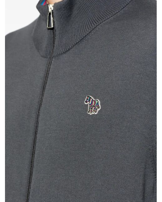Paul Smith Gray Cardigan Zippé À Logo Zèbre for men