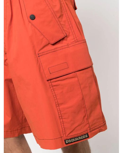DSquared² Orange Pantalon Cargo À Surpiqûres Contrastantes for men