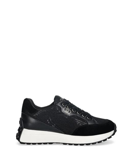 Liu Jo Black Mesh And Sequined Sneakers