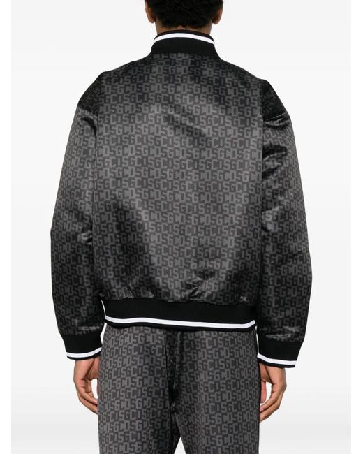 Gcds Black Full-Zip Nylon "Monogram Logo" Jacket for men
