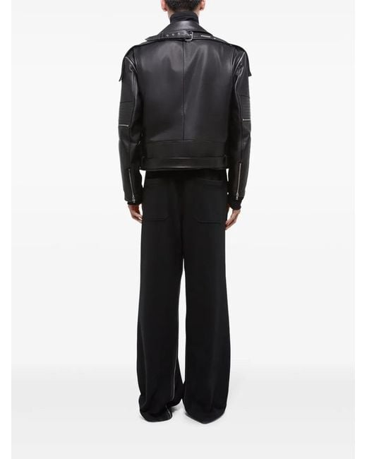 Helmut Lang Black Belted Leather Biker Jacket for men