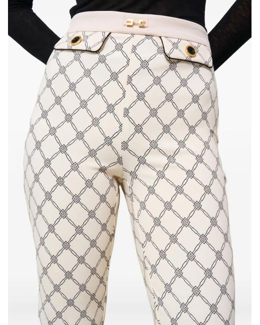 Pantalones con motivo a rombos Elisabetta Franchi de color Natural
