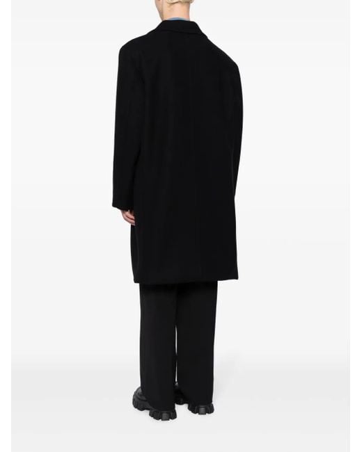 Valentino Garavani Black Single-Breasted Wool-Blend Coat for men
