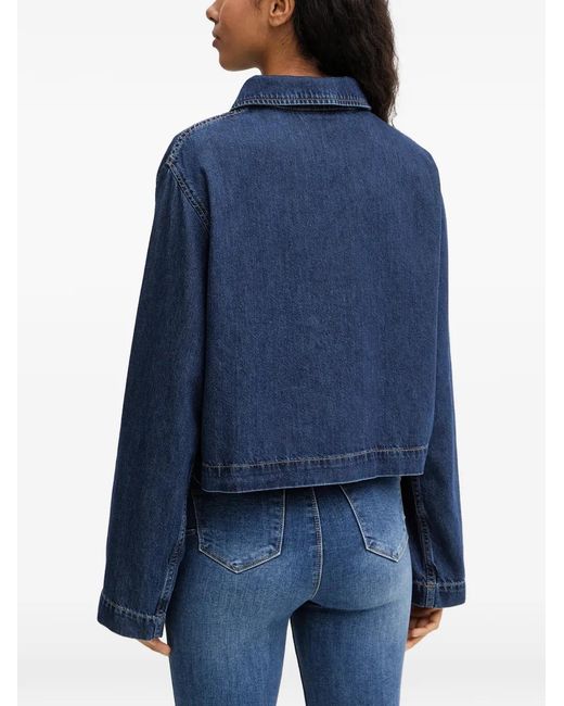 Marc O' Polo Blue Pocket-Detail Denim Polo Shirt
