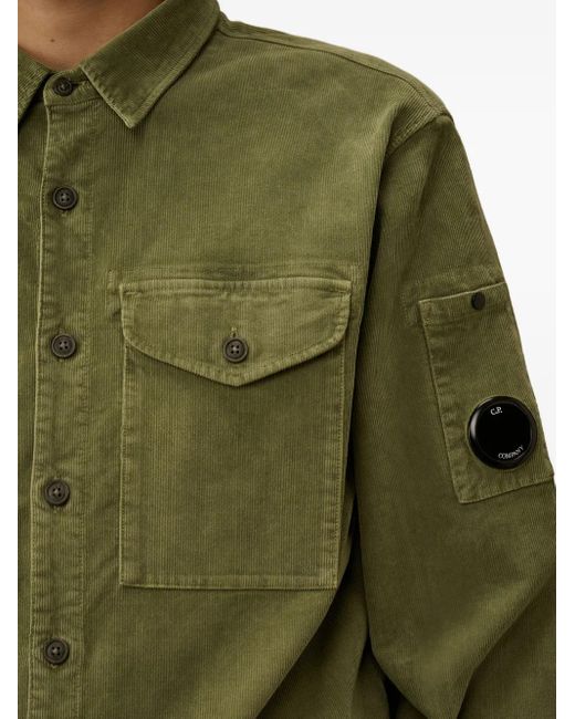 C P Company Green Corduroy Patch-Pocket Shirt for men