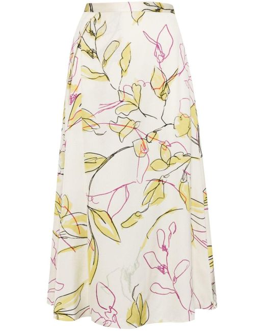 Paul Smith White Ink Floral-print High-waisted Skirt