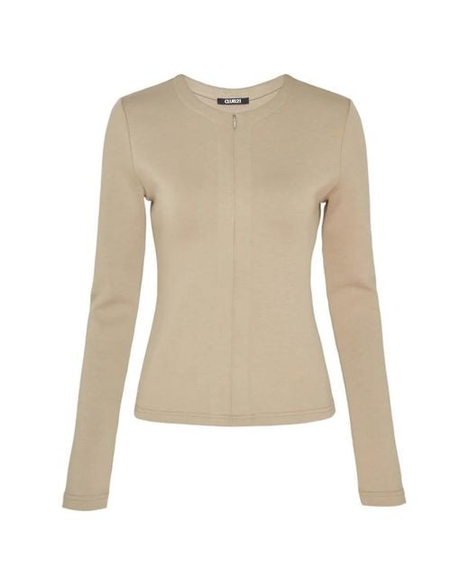 Club21 Collection Natural Mira Zip-Up Long-Sleeve Cardigan