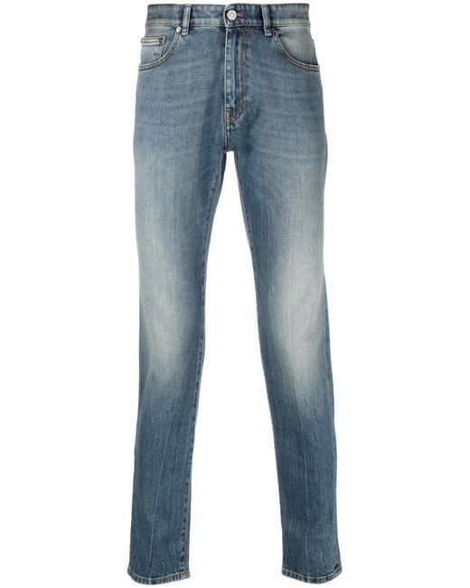 PT Torino Blue Logo-Patch Straight Leg Jeans for men