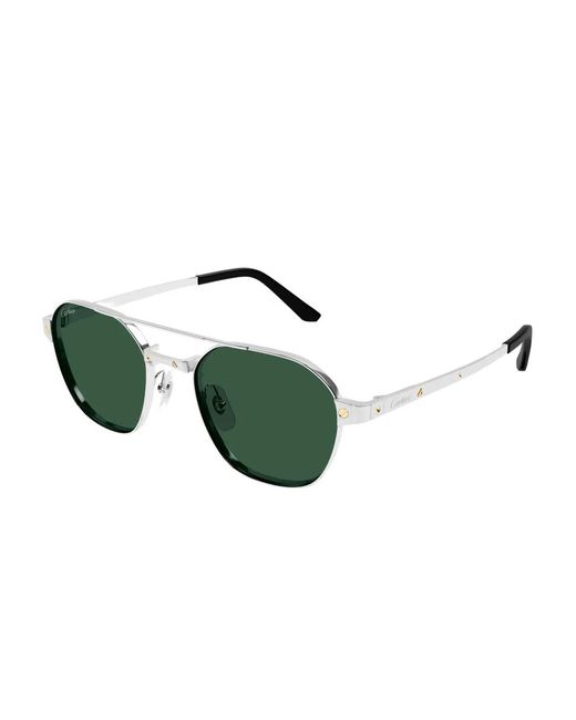 Cartier Green Pilot-Frame Sunglasses