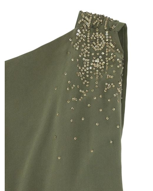 Fortela Green Azura Bead-Embroidered Silk Dress