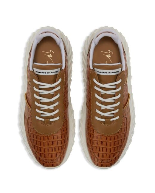Giuseppe Zanotti Brown Urchin Crocodile-print Leather Sneakers for men