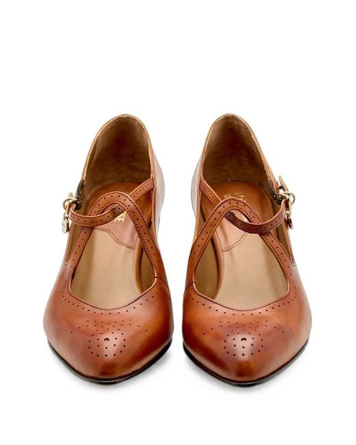 Lottusse Brown Smithson T-Strap Pumps