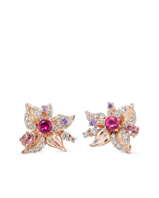 Anabela Chan Pink 18Kt Rose Vermeil Coralbell Multi-Stone Earrings