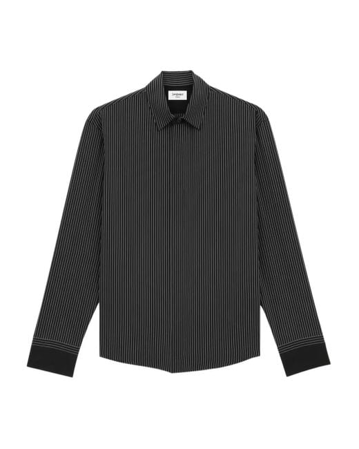 Saint Laurent Striped long-sleeved shirt in Gray für Herren
