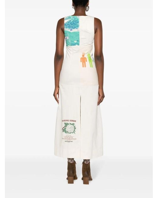 MARINE SERRE White Regenerated Tote Bags Apron Midi Dress
