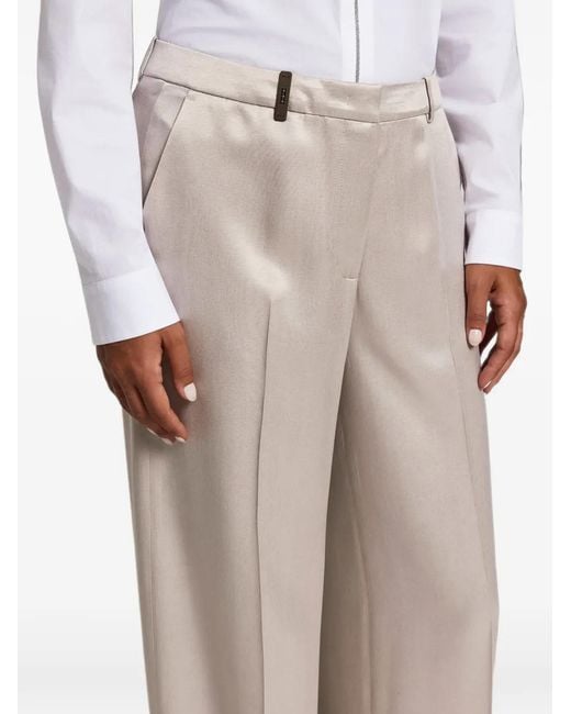 Peserico Gray Satin-Finish Wide-Leg Trousers