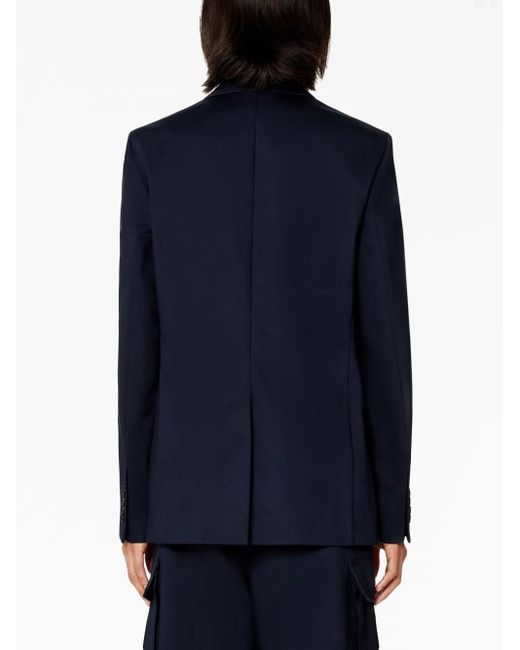 AMI Blue Single-Breasted Cotton Blazer for men